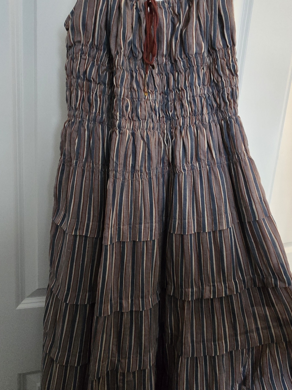 Free People Striped Tiered Maxi Dress - Blue & Brown